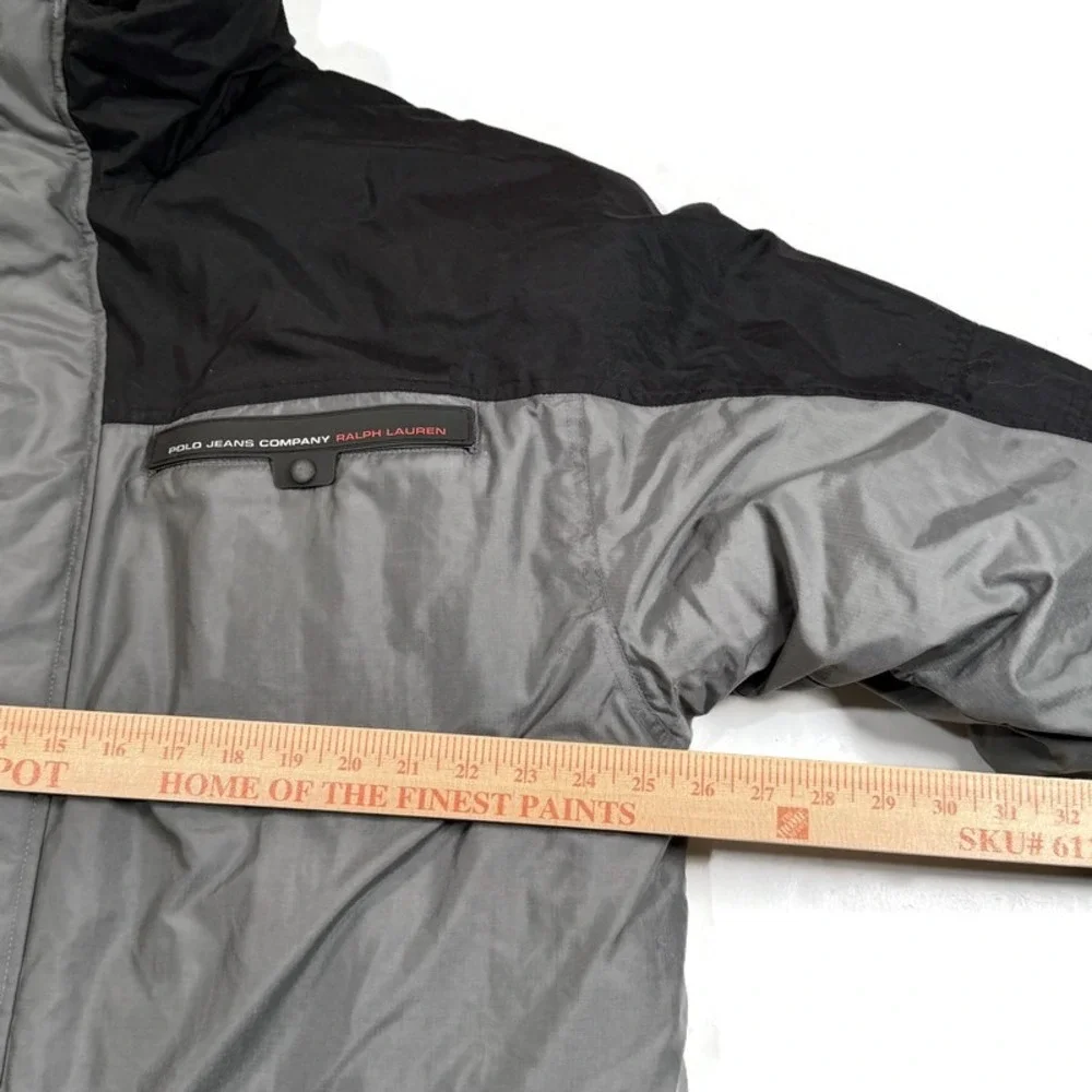 Polo Jeans Co Ralph Lauren Snowboard Jacket Mens XL Black Grey NWT Hood Puffer
